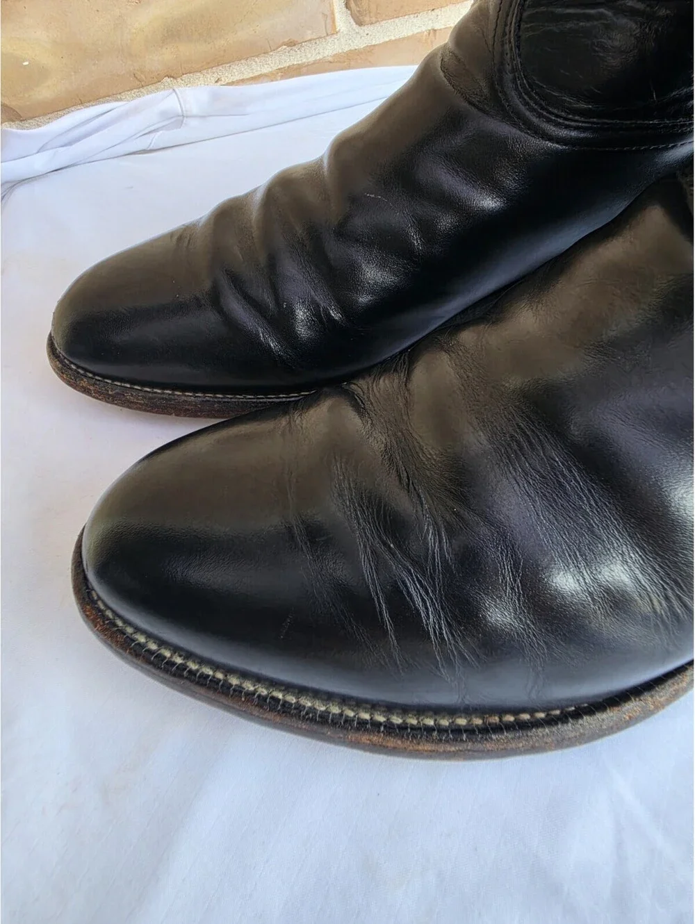 Vintage Justin Roper Boots Mens 10.5 D Black Leather Cowboy Western USA 3133